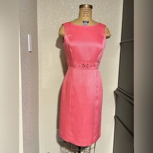 Tahari Pink Textured Midi Cocktail Dress